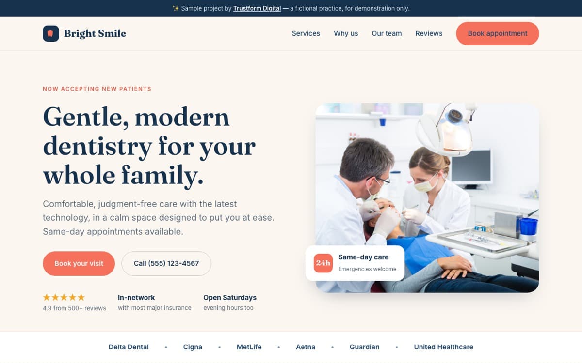 Bright Smile Family Dental website preview