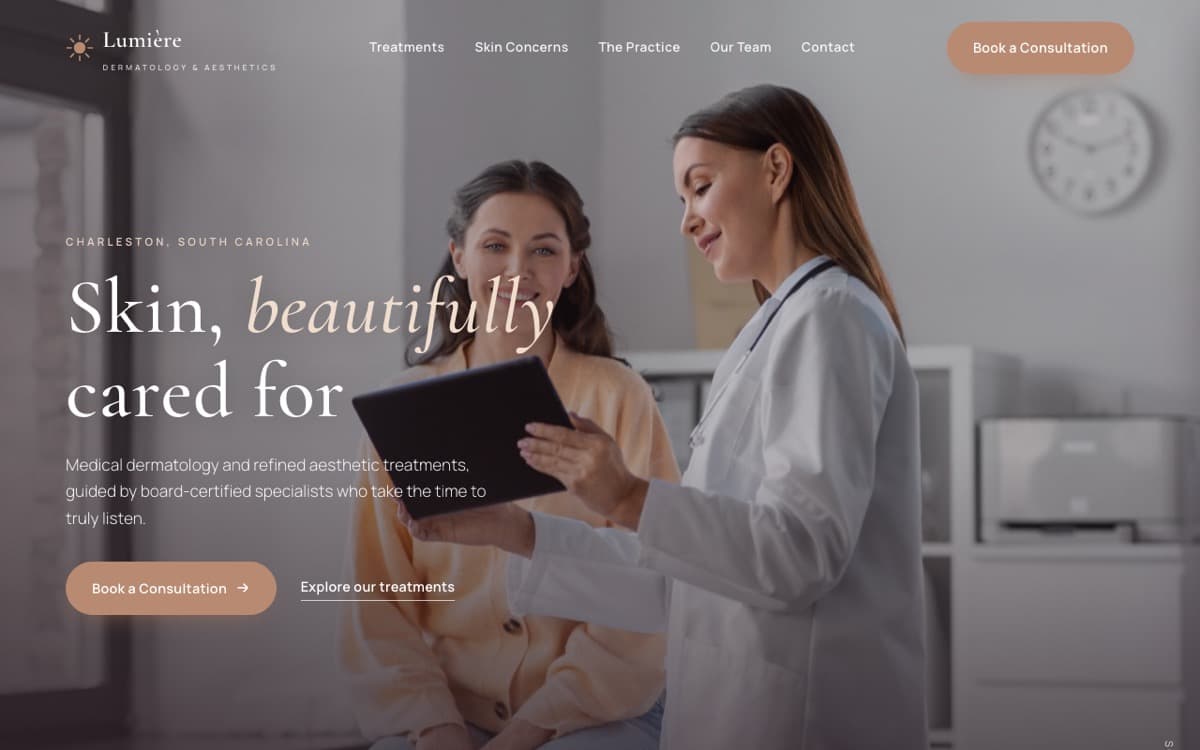Lumière Dermatology & Aesthetics website preview