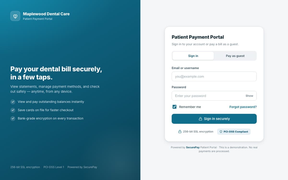 SecurePay Bill-Pay Portal website preview