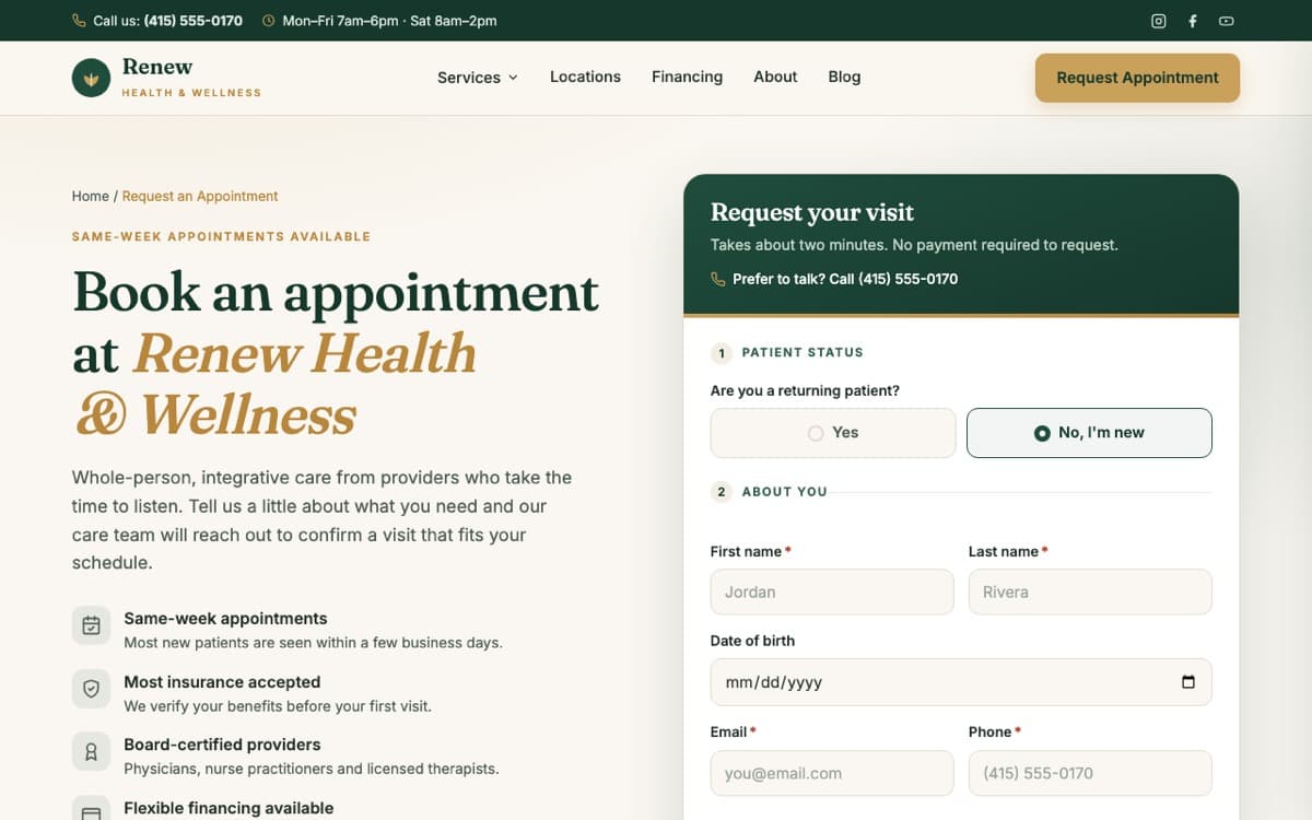 Renew Health & Wellness website preview